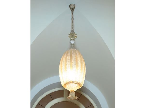 A blown Murano Barovier e Toso glass chandelier
