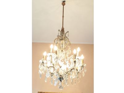 Lampadario in Metallo Rivestito in Vetro e Cristallo