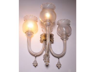 Coppia di Appliques in Vetro Soffiato, Attribuibili a Barovier e Toso