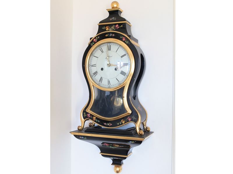 Orologio da Mensola in Legno Ebanizzato e Dorato