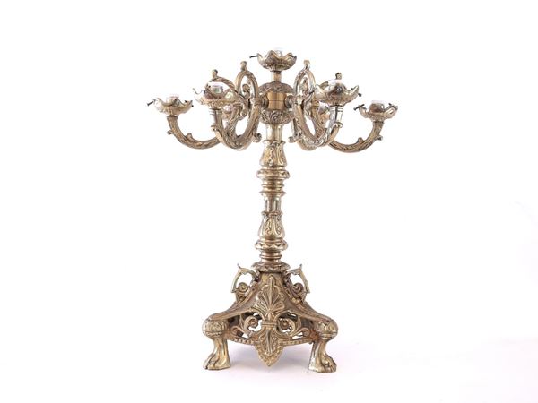 Brass candelabra  - Auction Lazzi's House - first part Furniture, paintings, Murano glass, curiosities - Maison Bibelot - Casa d'Aste Firenze - Milano