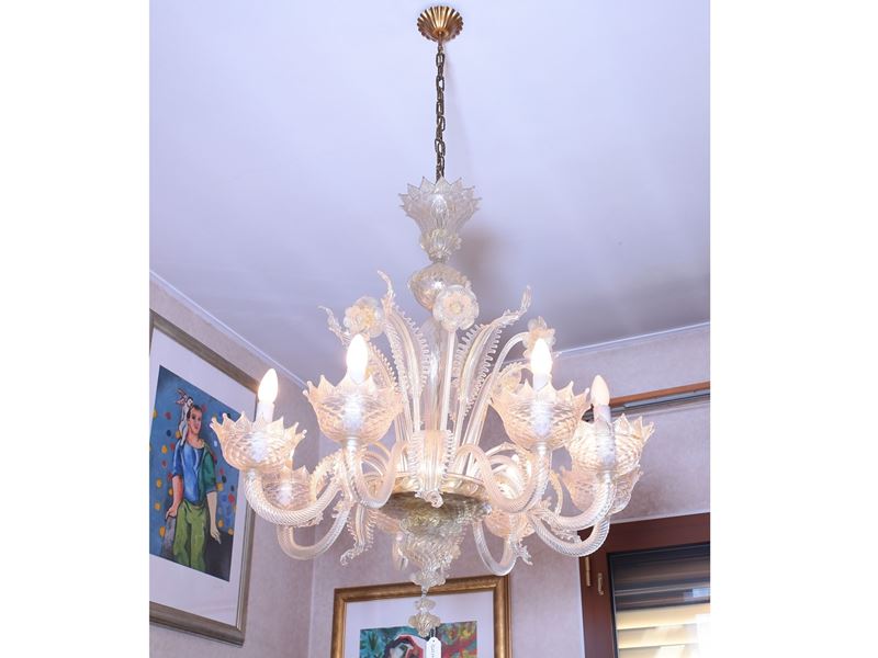 Lampadario in Vetro Soffiato di Murano