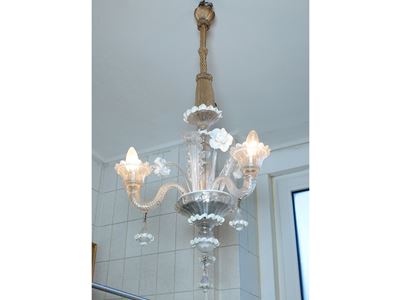 Piccolo Lampadario in Vetro Soffiato di Murano