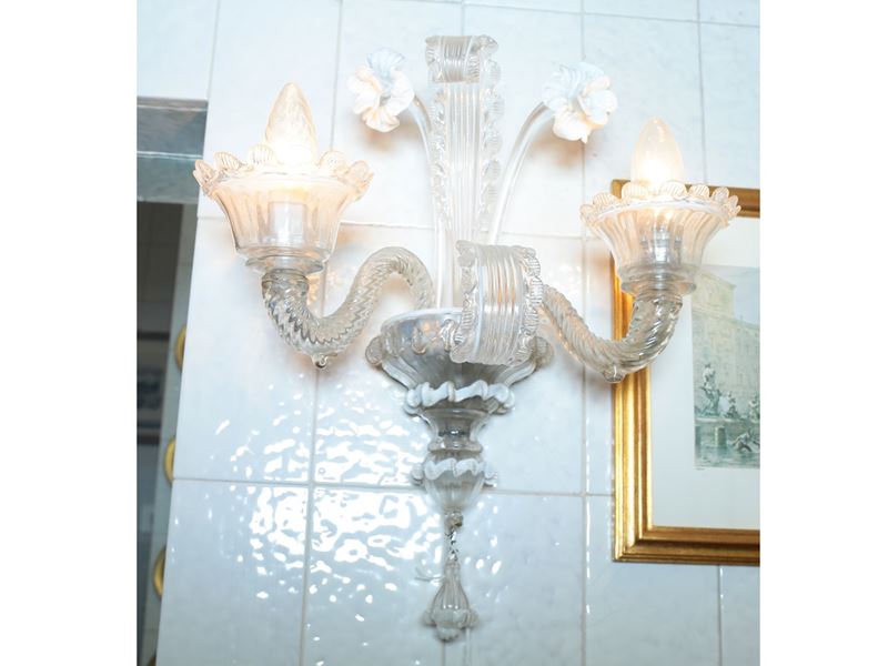 Coppia di Appliques in Vetro Soffiato di Murano