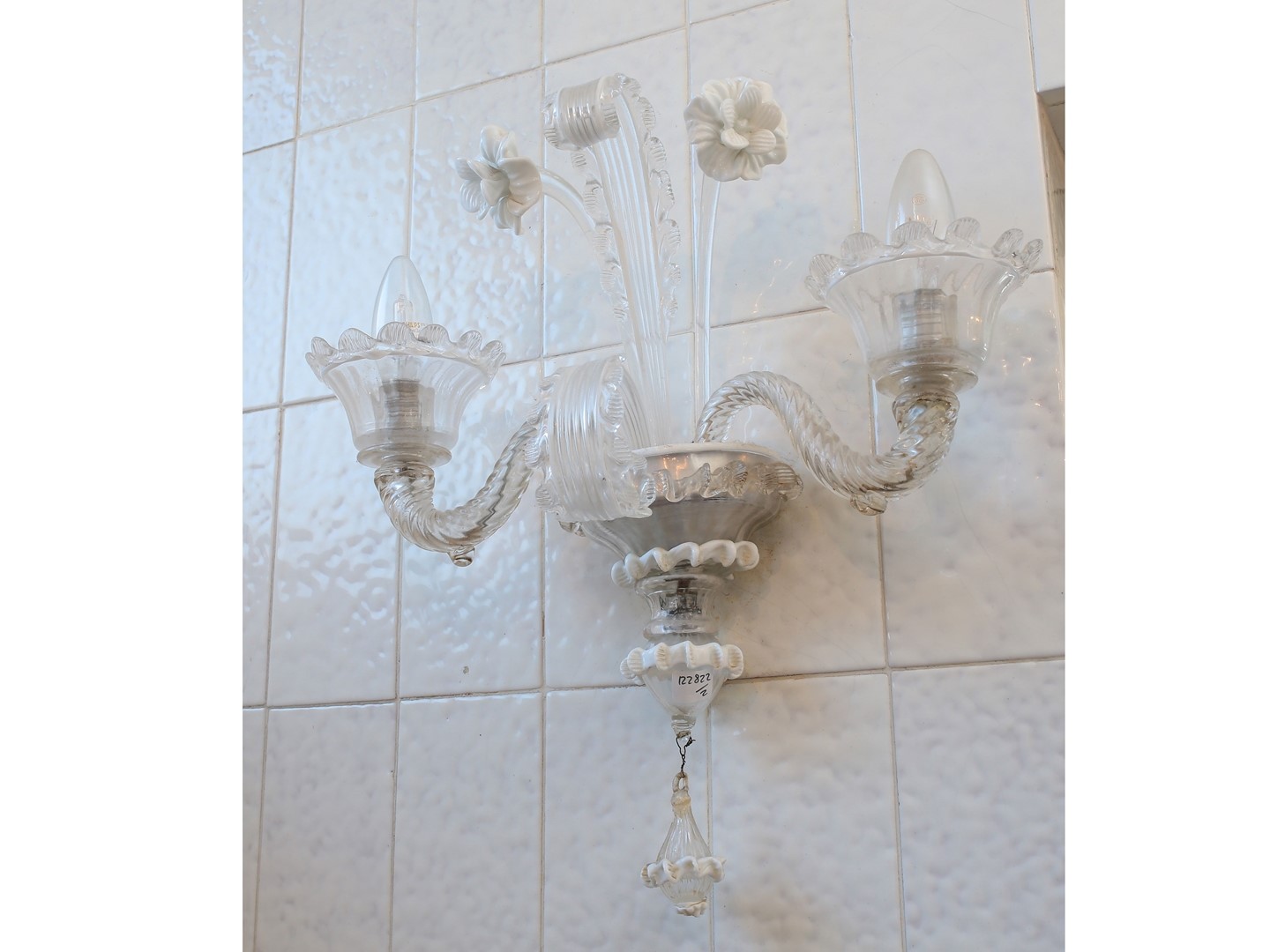 Coppia di Appliques in Vetro Soffiato di Murano