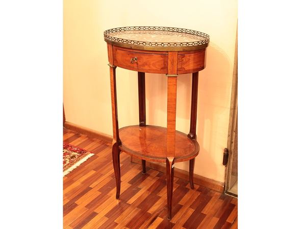 A cherrywood and other woods veenered small table