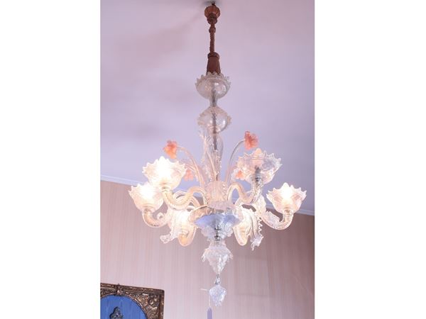 Lampadario in vetro soffiato di Murano