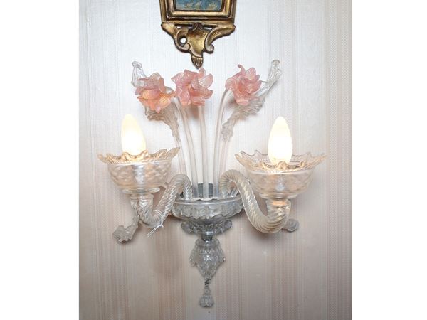 Coppia di appliques in vetro soffiato di Murano