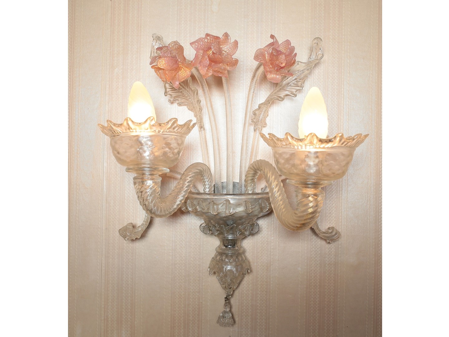 Coppia di Appliques in Vetro Soffiato di Murano