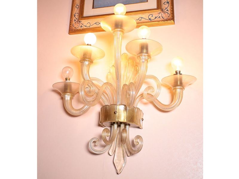 Serie di Tre Appliques in Vetro Soffiato di Murano