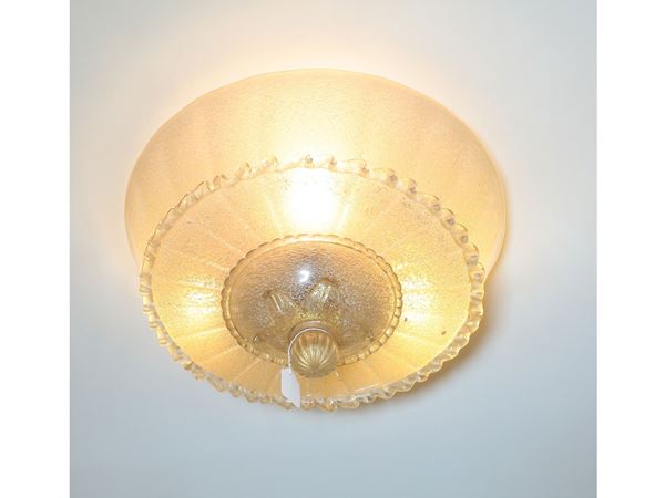 A Murano blown glass ceiling lamp  (Fifties)  - Auction Lazzi's House - first part Furniture, paintings, Murano glass, curiosities - Maison Bibelot - Casa d'Aste Firenze - Milano