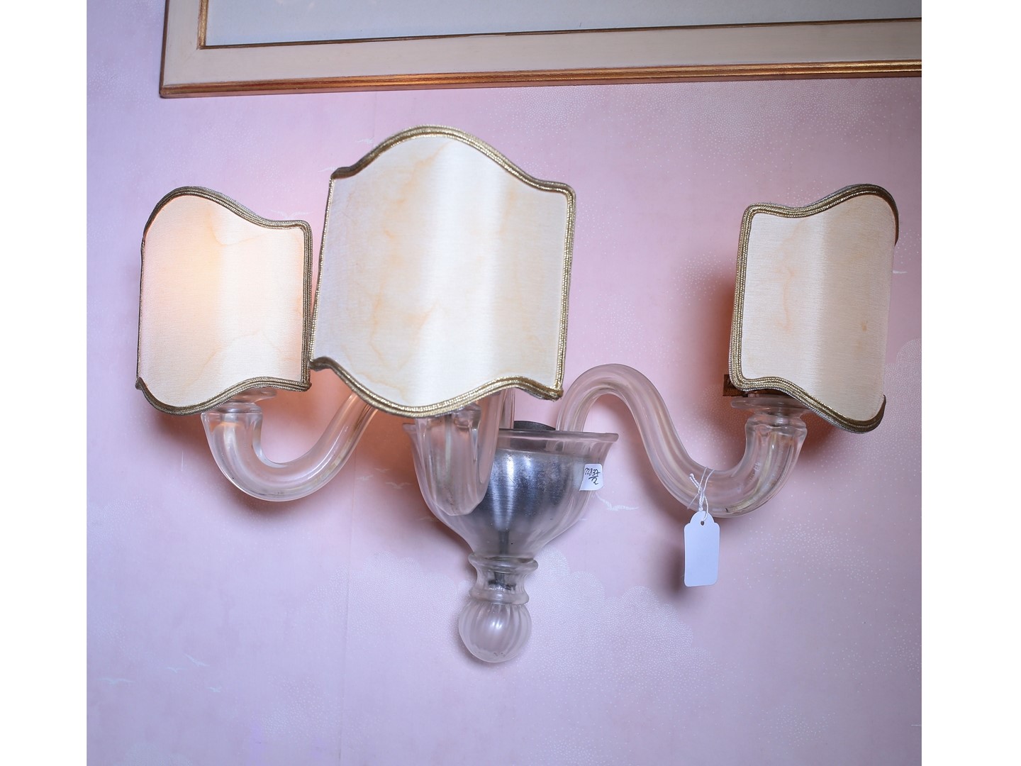 Lampadario con Coppia di Applique in Vetro Soffiato di Murano