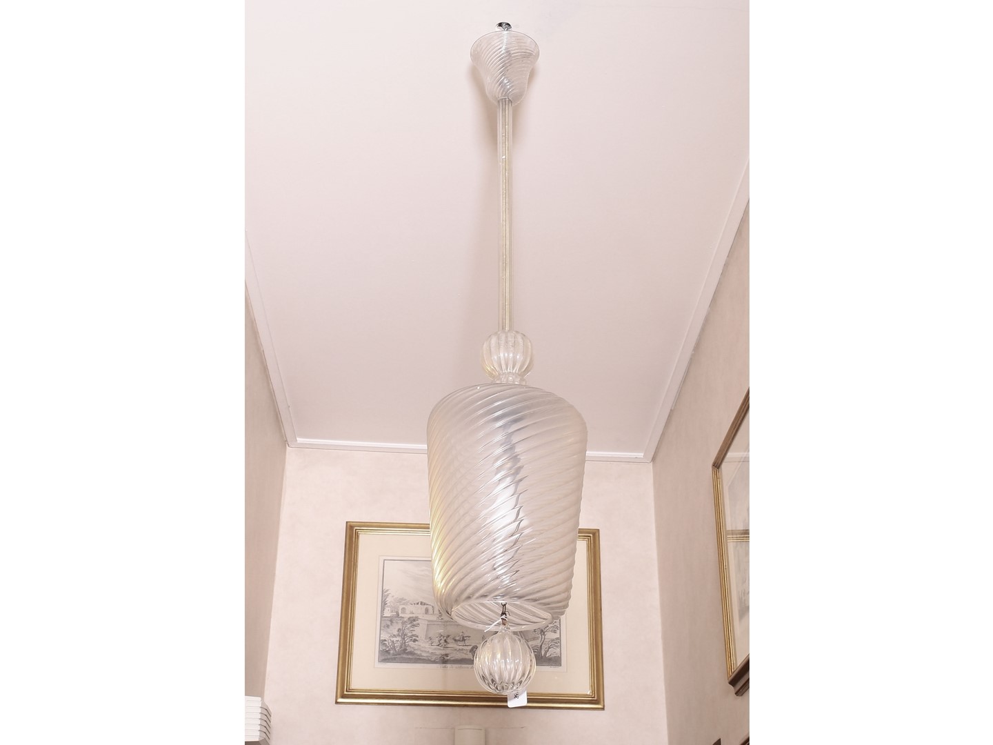 Lampadario a Lanterna in Vetro Soffiato di Murano