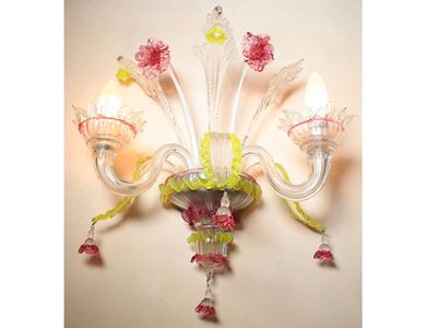 Coppia di Appliques in Vetro Soffiato di Murano
