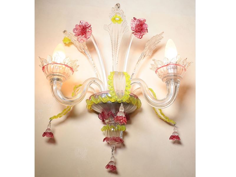 Coppia di Appliques in Vetro Soffiato di Murano