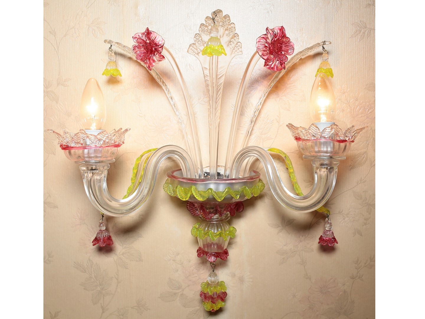 Coppia di Appliques in Vetro Soffiato di Murano