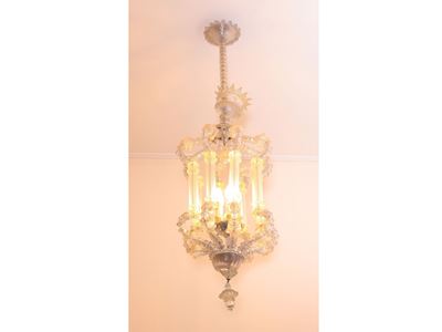 Lampadario a Gabbia in Vetro Soffiato di Murano