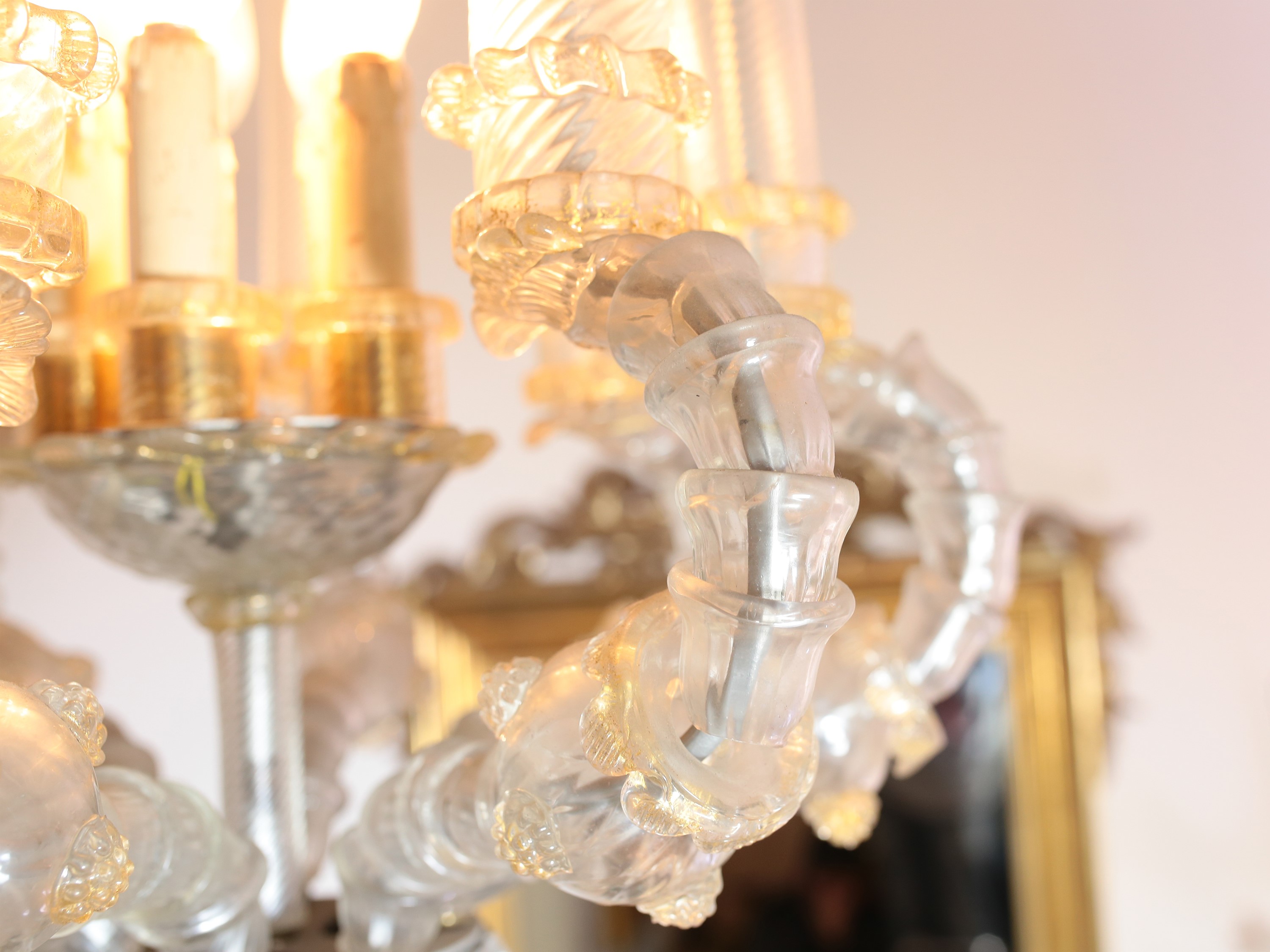 Lampadario a Gabbia in Vetro Soffiato di Murano