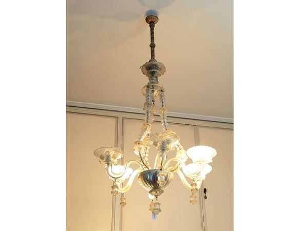 Piccolo lampadario in vetro soffiato di Murano