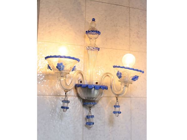 Coppia di appliques in vetro soffiato di Murano