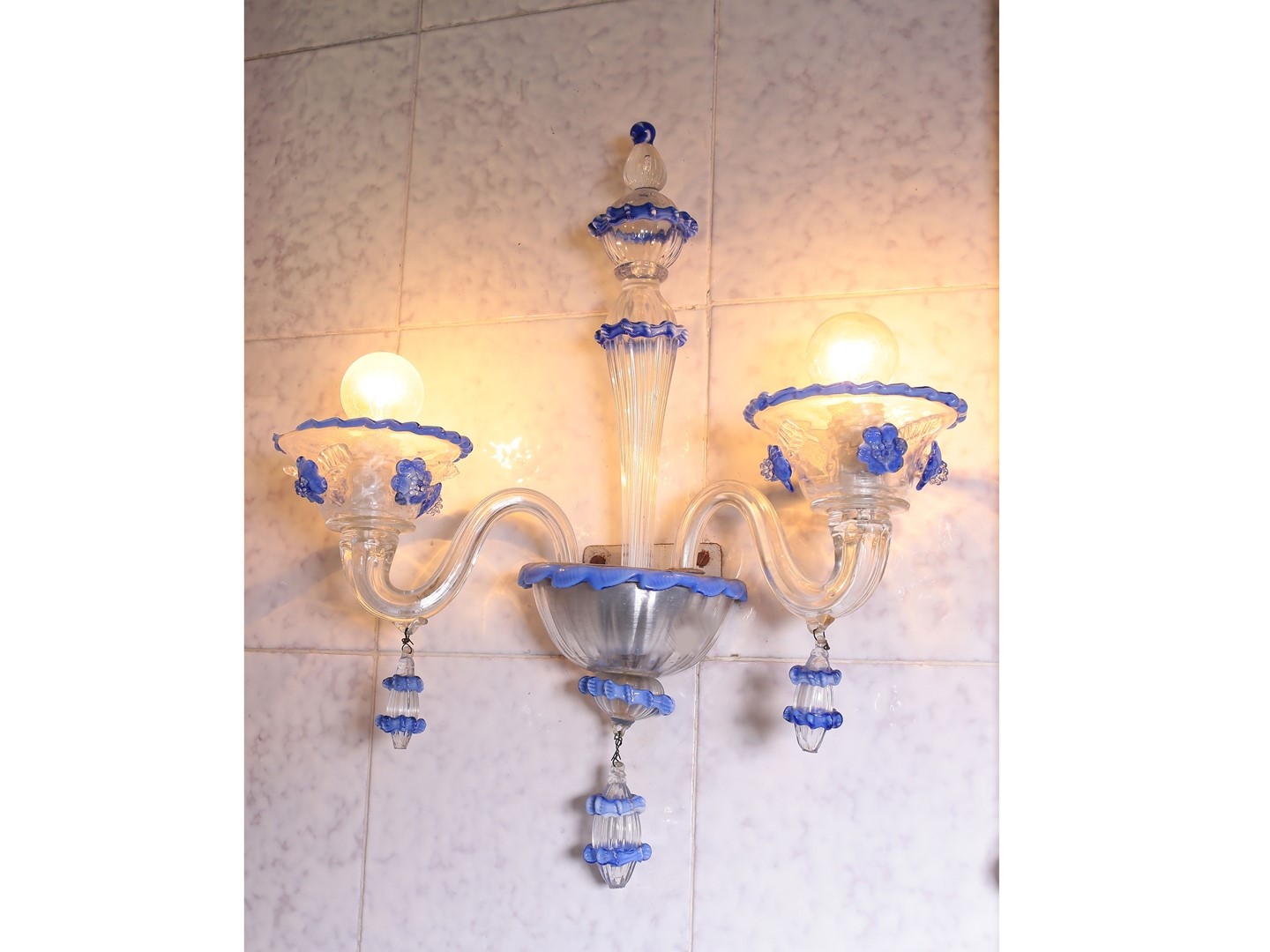 Coppia di Appliques in Vetro Soffiato di Murano