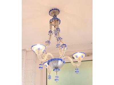 Piccolo Lampadario in Vetro Soffiato di Murano