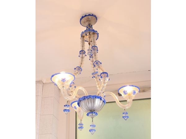 Piccolo lampadario in vetro soffiato di Murano