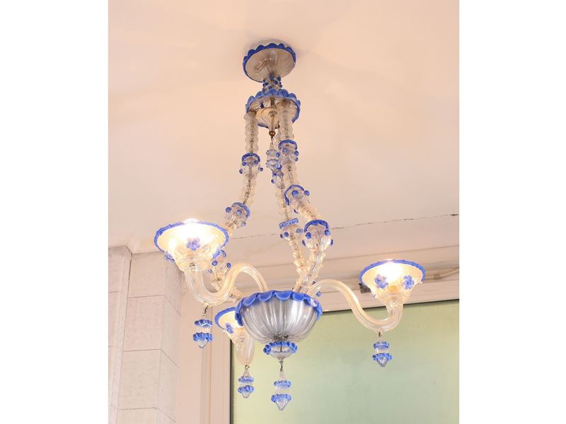 Piccolo Lampadario in Vetro Soffiato di Murano