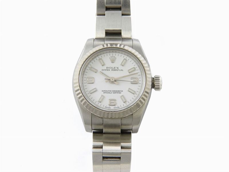 Orologio da Polso per Donna Rolex in Acciaio con Ghiera in Oro Bianco
