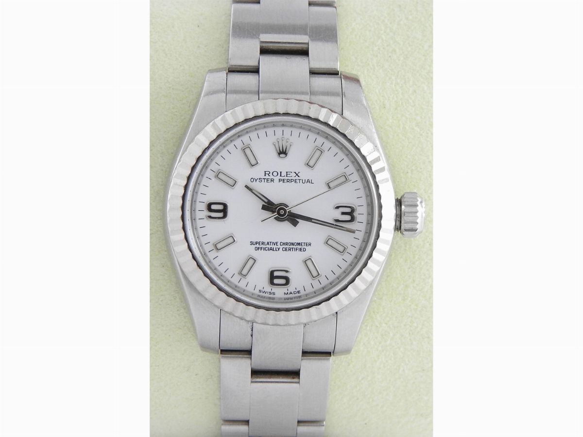 Orologio da Polso per Donna Rolex in Acciaio con Ghiera in Oro Bianco