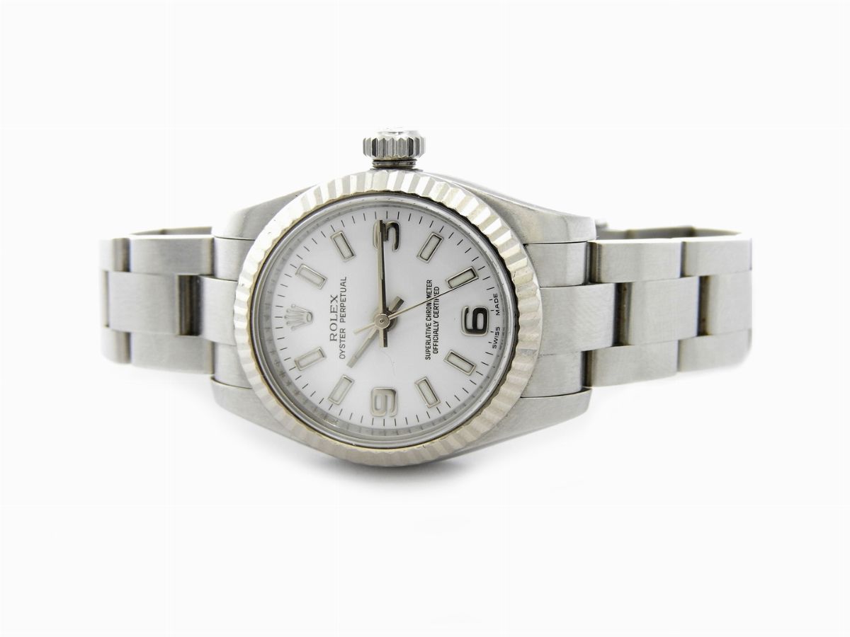 Orologio da Polso per Donna Rolex in Acciaio con Ghiera in Oro Bianco