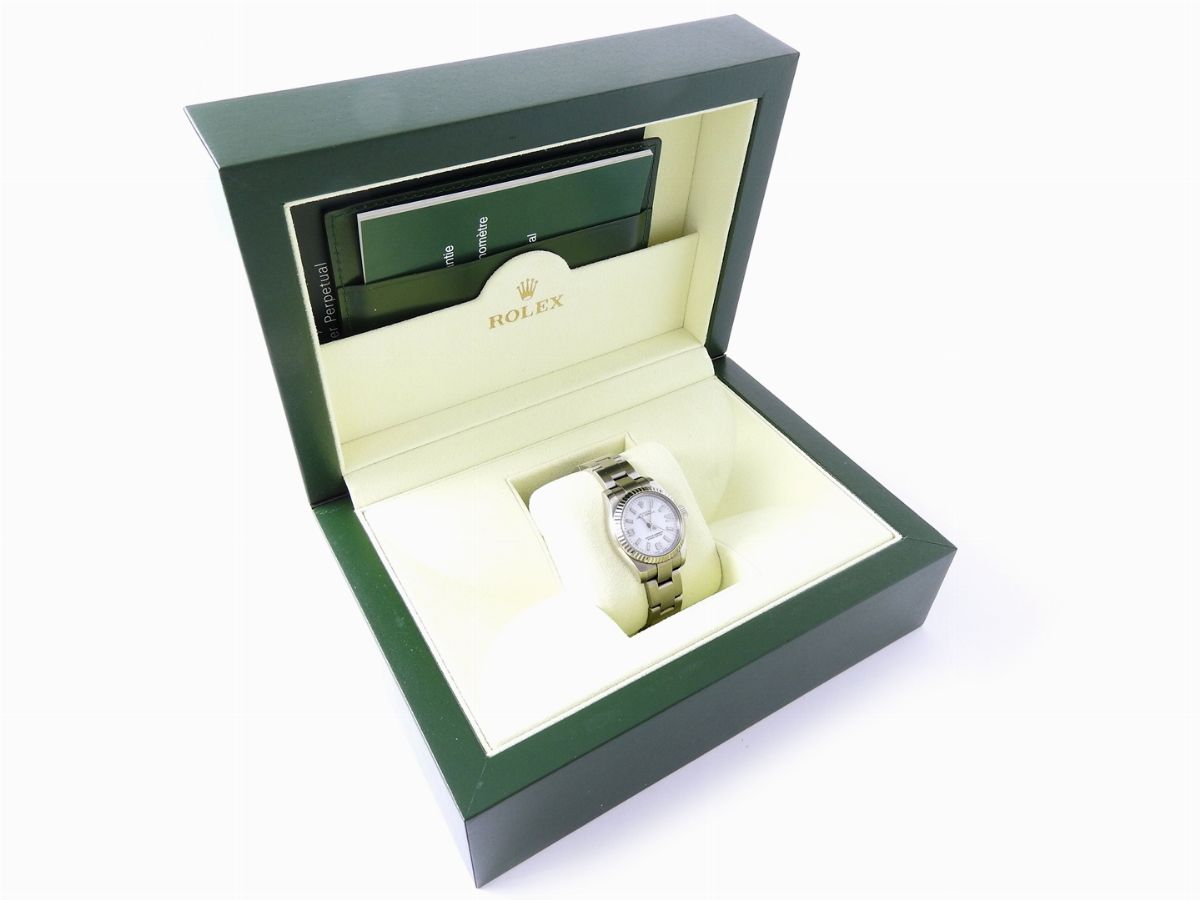 Orologio da Polso per Donna Rolex in Acciaio con Ghiera in Oro Bianco