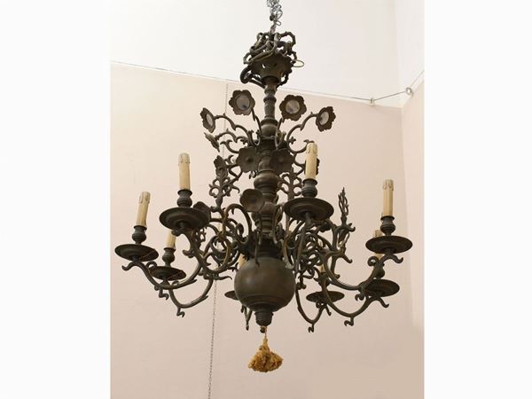 A bronze chandelier