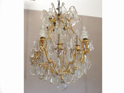 Lampadario in Bronzo Dorato