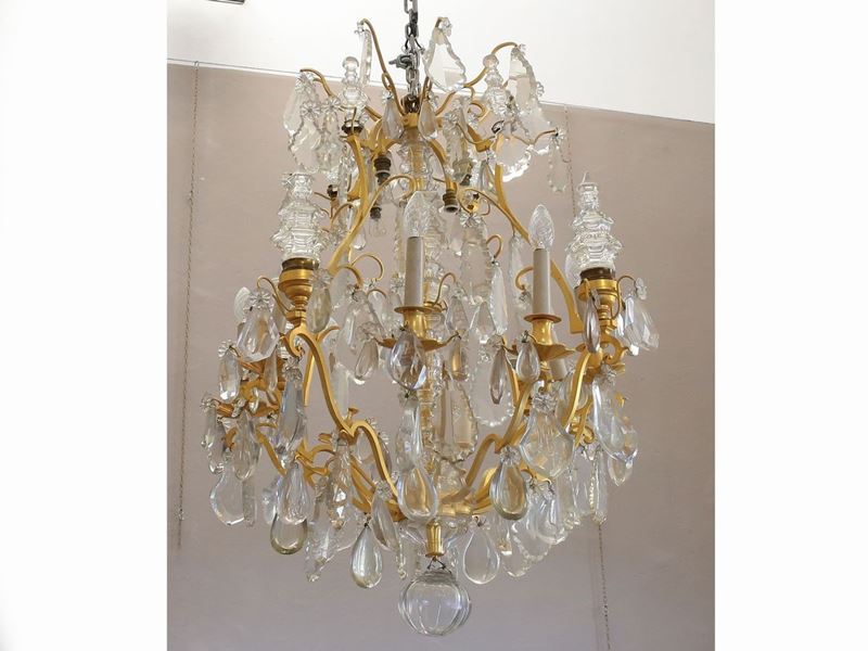 Lampadario in Bronzo Dorato