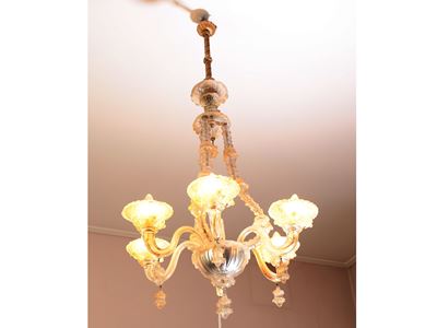 Piccolo Lampadario in Vetro Soffiato di Murano