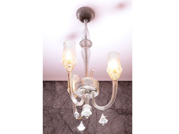 A small Murano blown glass chandelier  (Fifties/Sixties)  - Auction Lazzi's House - first part Furniture, paintings, Murano glass, curiosities - Maison Bibelot - Casa d'Aste Firenze - Milano