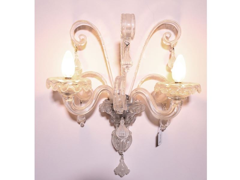 Coppia di Appliques in Vetro Soffiato di Murano