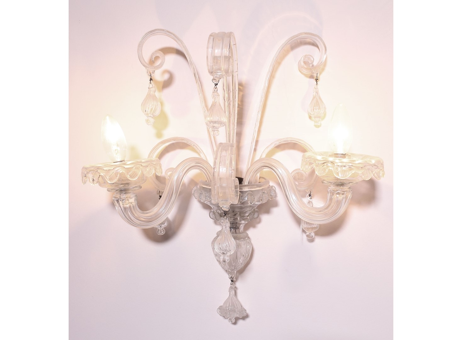 Coppia di Appliques in Vetro Soffiato di Murano