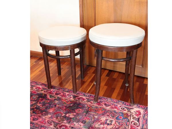 Series of six beech stools  - Auction Lazzi's House - first part Furniture, paintings, Murano glass, curiosities - Maison Bibelot - Casa d'Aste Firenze - Milano