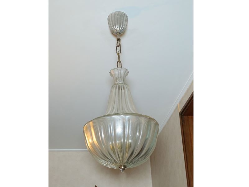 Lampadario a Paniere in Vetro Soffiato, Barovier e Toso