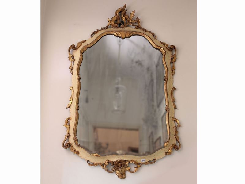 Specchiera in Legno Laccato e Dorato