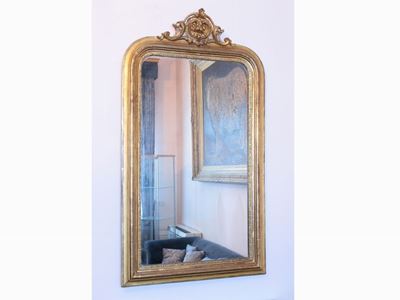 Specchiera in Legno Intagliato e Pastiglia Dorata