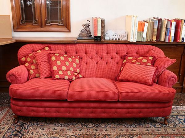 A red velvet sofa