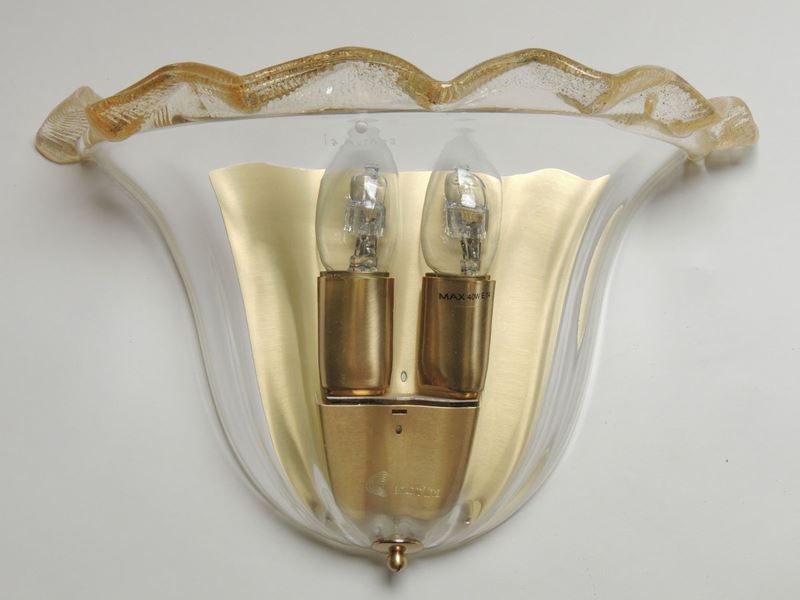 Coppia di Appliques in Vetro Soffiato di Murano, la Murrina