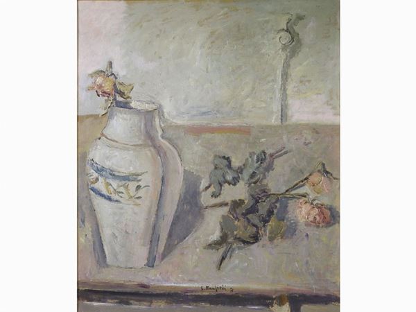 Giuseppe Manfredi : Still life with vase 1971  ((1934-1987))  - Auction Modern and Contemporary Art - Maison Bibelot - Casa d'Aste Firenze - Milano