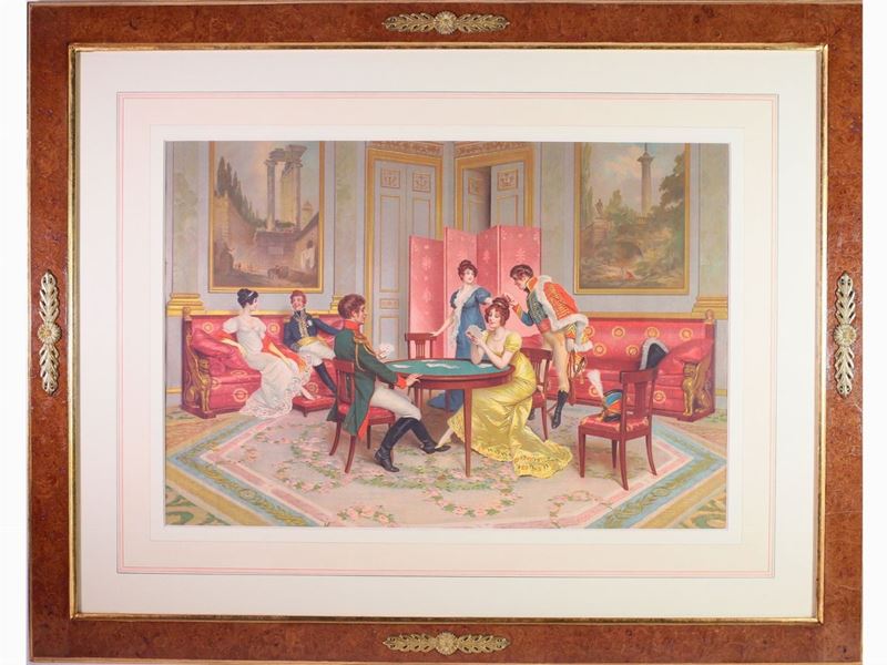 Veduta D'interno con Personaggi che Giocano a Carte