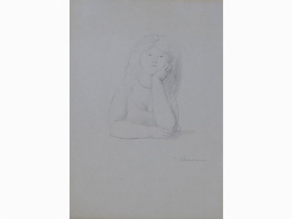 Antonio Bueno : Ritratto di ragazza  ((1918-1984))  - Asta Arte moderna e contemporanea - Maison Bibelot - Casa d'Aste Firenze - Milano