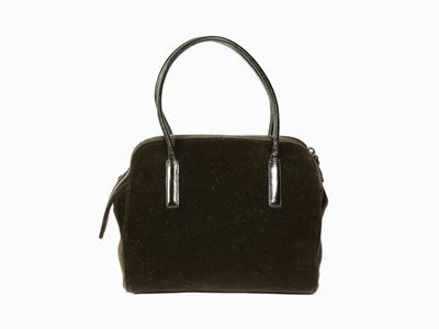 Borsa a Mano in Velluto Marrone, Prada