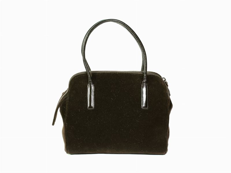 Borsa a Mano in Velluto Marrone, Prada